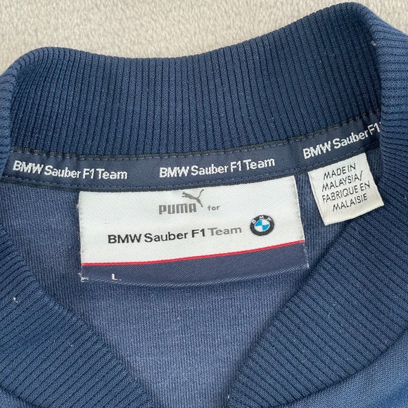 BMW Motorsport Puma Track Jacket Men‎ Large Navy Multi Striped Sauber F1 Team - Picture 2 of 12